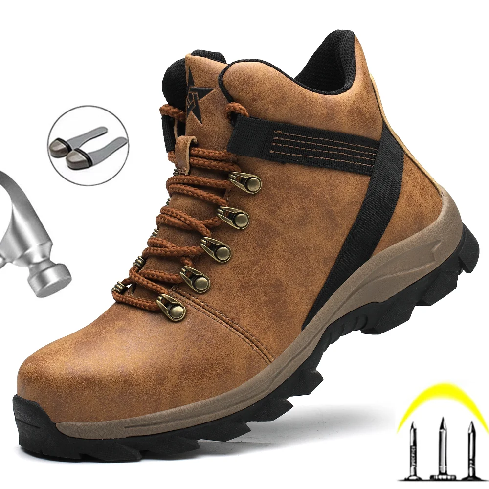 

Winter Boots Men Safety Shoes Indestructible Work Shoes Puncture-Proof Work Sneakers Anti-smash Steel Toe Cap Shoes Safety Boots