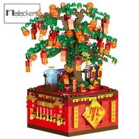 chinese new year fat choi tree music box building blocks technical christmas gift block assembling friends children toys for boy