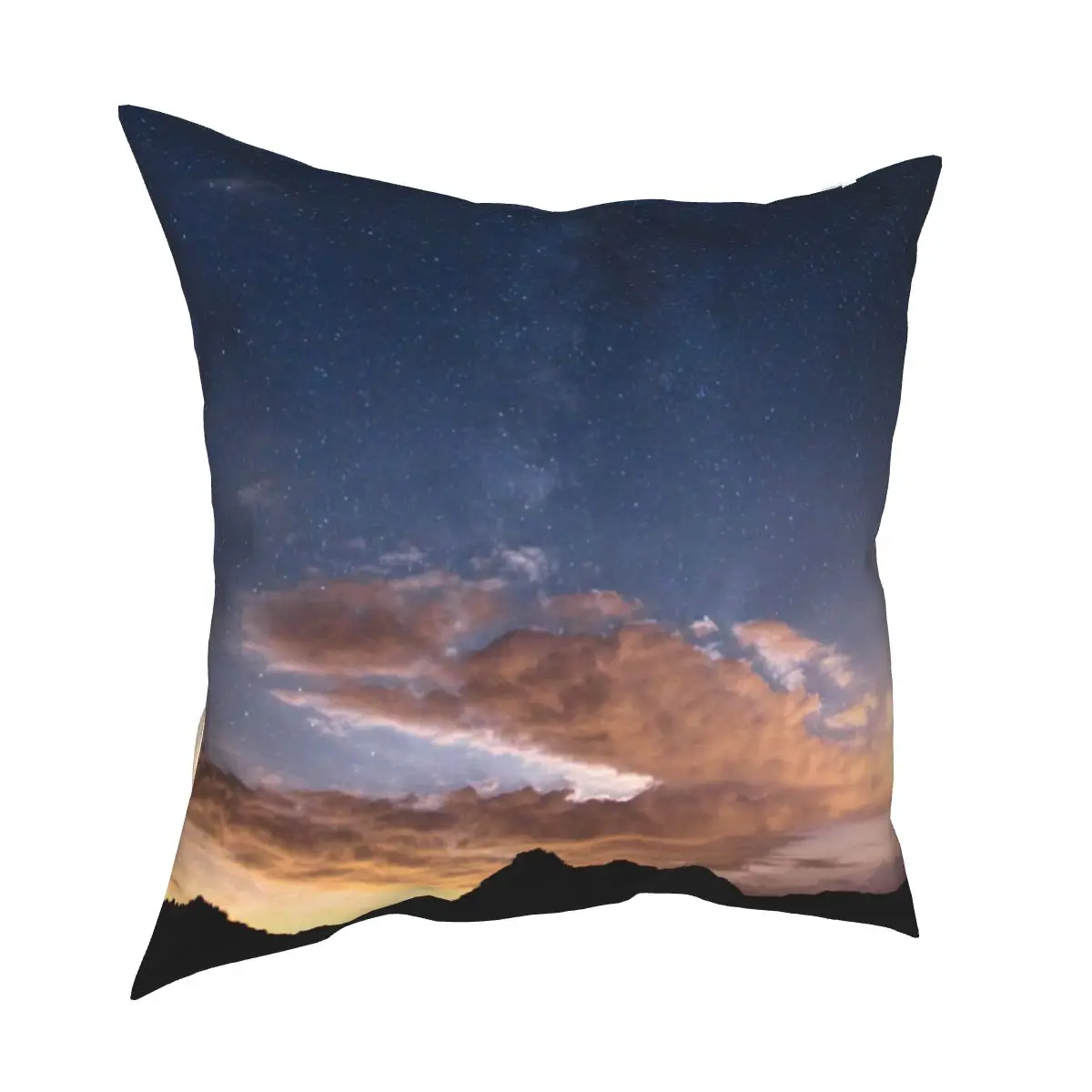 

Pink clouds, starry sky, printed pillowcase, nature's magic scene, linen pillow case, sofa, home decoration pillow case