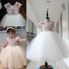 Милое бальное платье с жемчугом и бусинами, праздничные платья для маленьких девочек детское платье для первого причастия, торжественное платье для выпускного вечера на свадьбу, 100% настоящая фотография 0