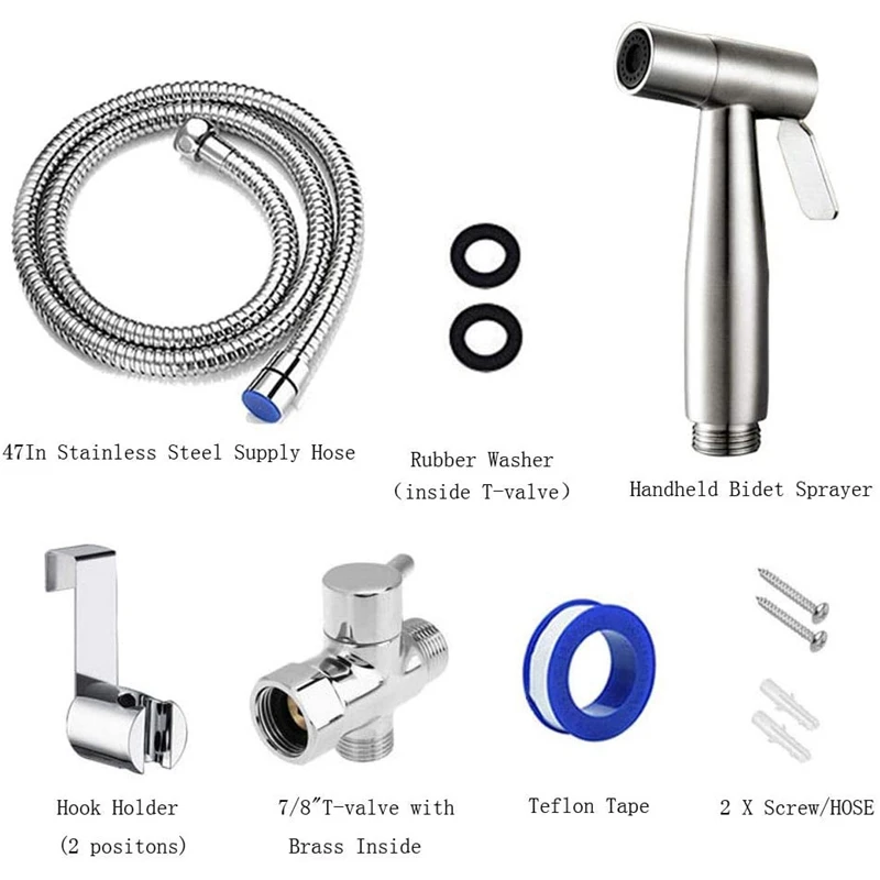 

Handheld Bidet Toilet Sprayer Kit Stainless Steel Bidet Faucet for Bathroom Spray Shower Sprayer Douche Kit Cleaning