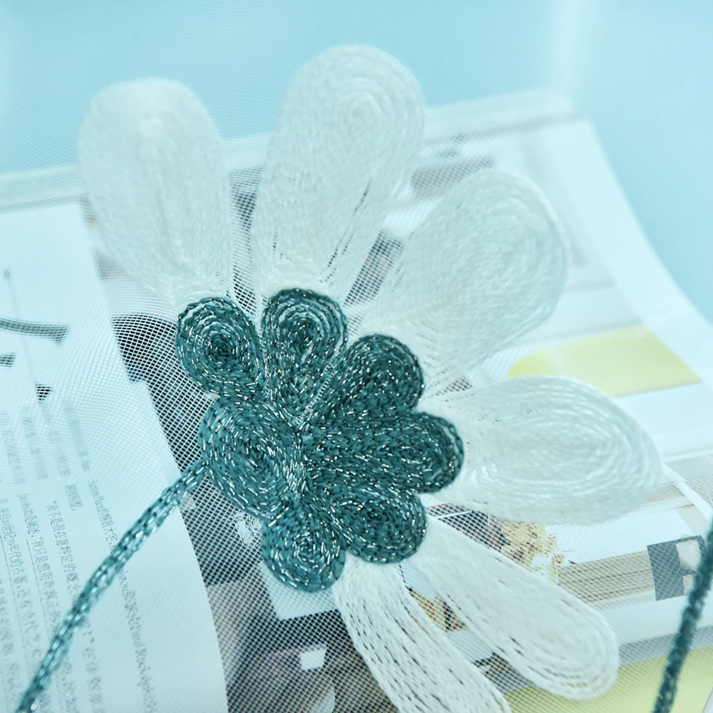 Пасторальная вышитая пряжа для гостиной Цветочная сетчатая занавеска со