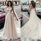 Свадебное платье в стиле бохо Sevintage, Тюлевое платье с кружевной аппликацией и жемчугом, Пляжное вечернее платье принцессы для невесты