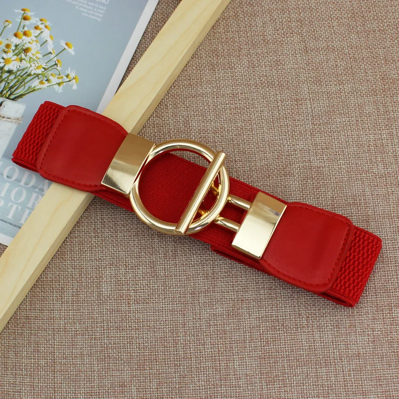 

Fashion Dress Belts for Women Simple Waist Elastic Ladies Band Round Buckle Decoration Coat Sweater Party Belt Girdle Belt Gift