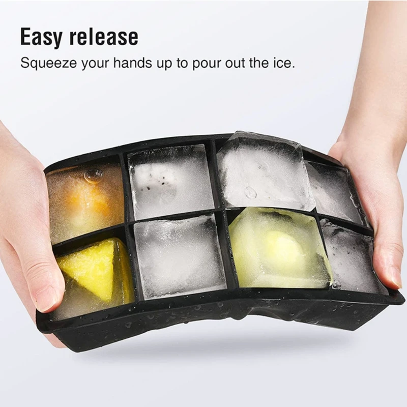 

8-Grids Square Ice Cube Tray Mould Ice Cubes Silicone Mold DIY Ice Cream Making Mould Jelly Maker for Whiskey Cocktails Wine