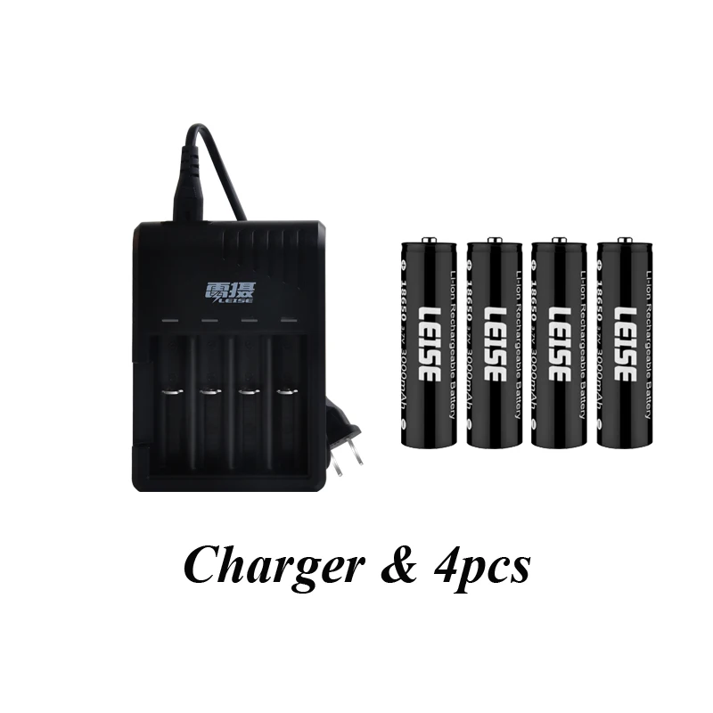 4pcs charger Leise Оригинальная 18650 батарея 3000 mah 3,7 V литий-ионная аккумуляторная литиевая батарея 18650 батареи для фонарика налобного фонаря - Цвет: 4pcs charger