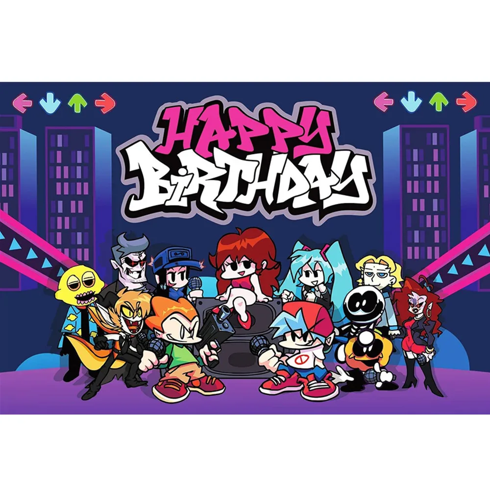 Funkin-Fondo de fotograf&iacute;a tel&oacute;n personalizado para fiesta de cumplea&ntilde;os, cartel para Baby Shower, Chico, decoraciones de fiesta-2