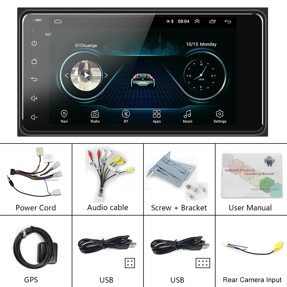 

AMPrime 2din Car Radio Android Car Multimed Player GPS Wifi Touch Screen MP5 Mirror Link FM Radio AUX USB Rear View Camera