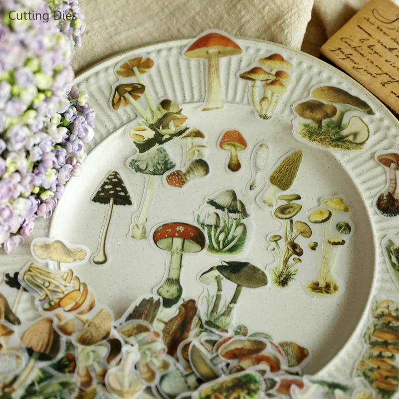 100 шт/партия винтажная Грибная иллюстрация веленевая писчая бумага наклейки для