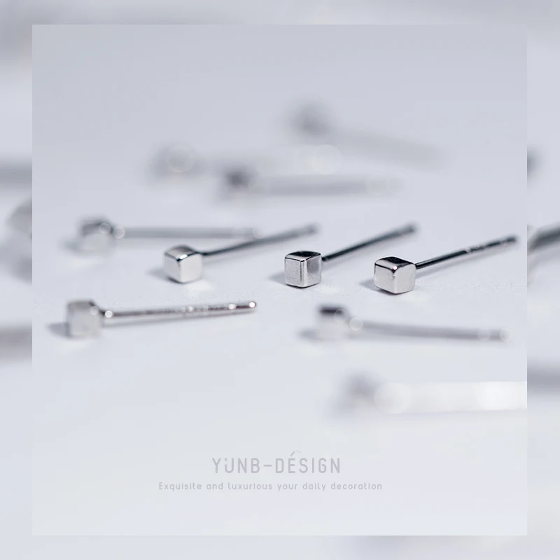 Минималистичные корейские серьги-гвоздики из стерлингового серебра 925 пробы
