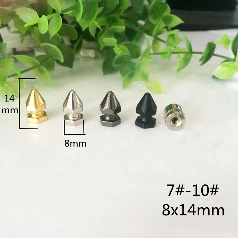 7(8x14mm) Латунные шипы в форме пули панк одежды заклепки Шпильки для сумки, шляпы, обуви, кожаный чокер diy аксессуар для рукоделия - Цвет: 7(8x14mm)
