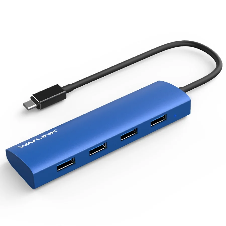blue Wavlink USB 3,1 Тип C концентратор 4-Порты и разъёмы USB 3,0 Hub адаптер Алюминий тела Тип-C USB хаб для Macbook, Chromebook Pixel USB-C устройств - Цвет: blue