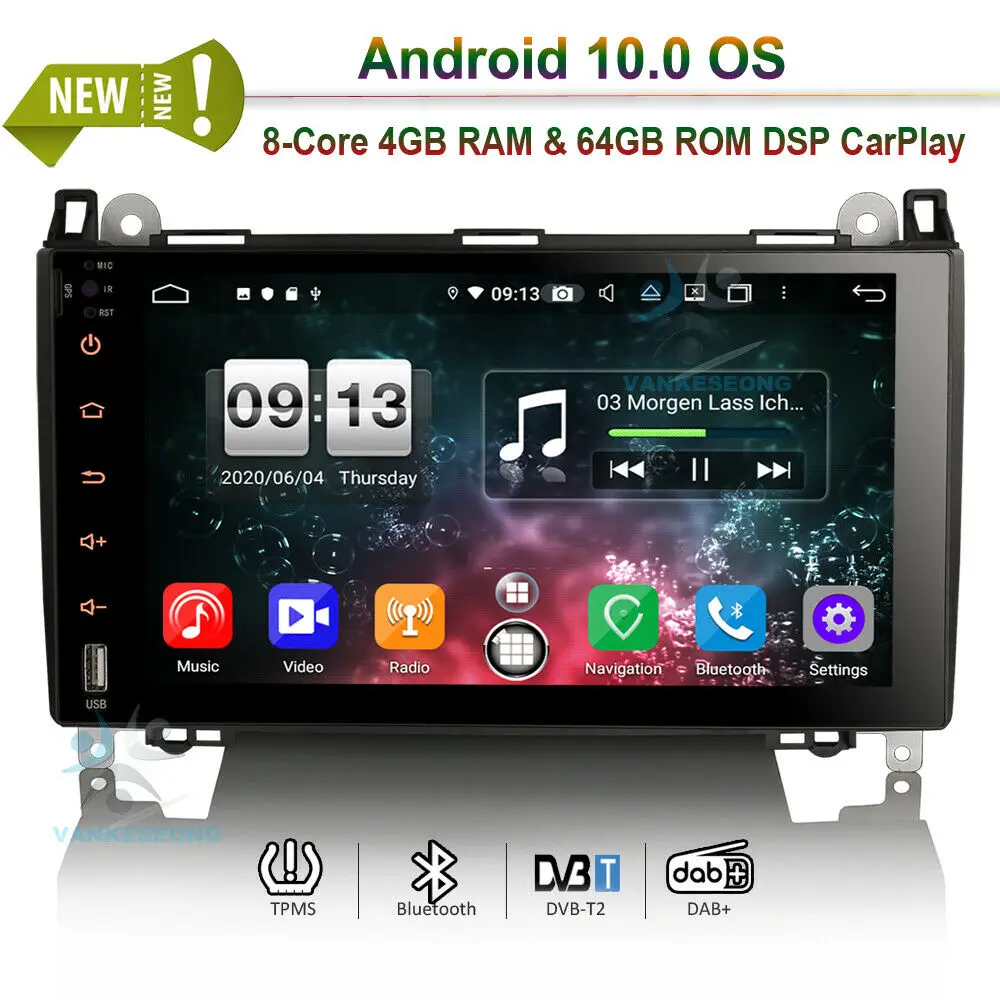 Android 10 0 Автомобильный мультимедийный радио GPS СБ NAVI Bluetooth WIFI Carplay для Mercedes Benz A/B Class