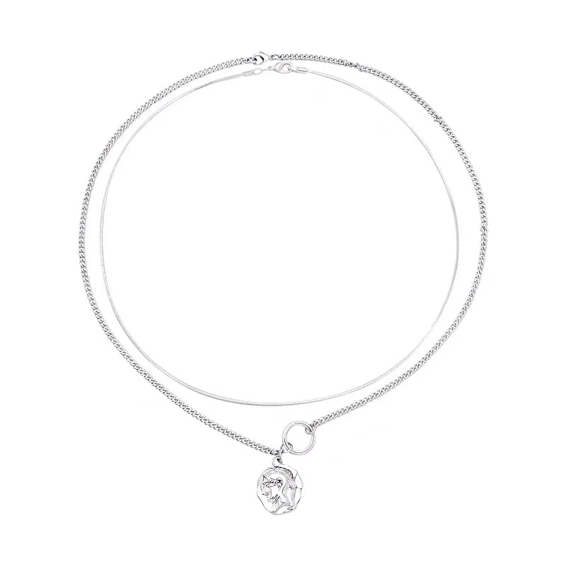 

Hip-hop Double Layered Necklace Female Ins Niche Design Sense Of Luxury Cold Wind Clavicle Chain