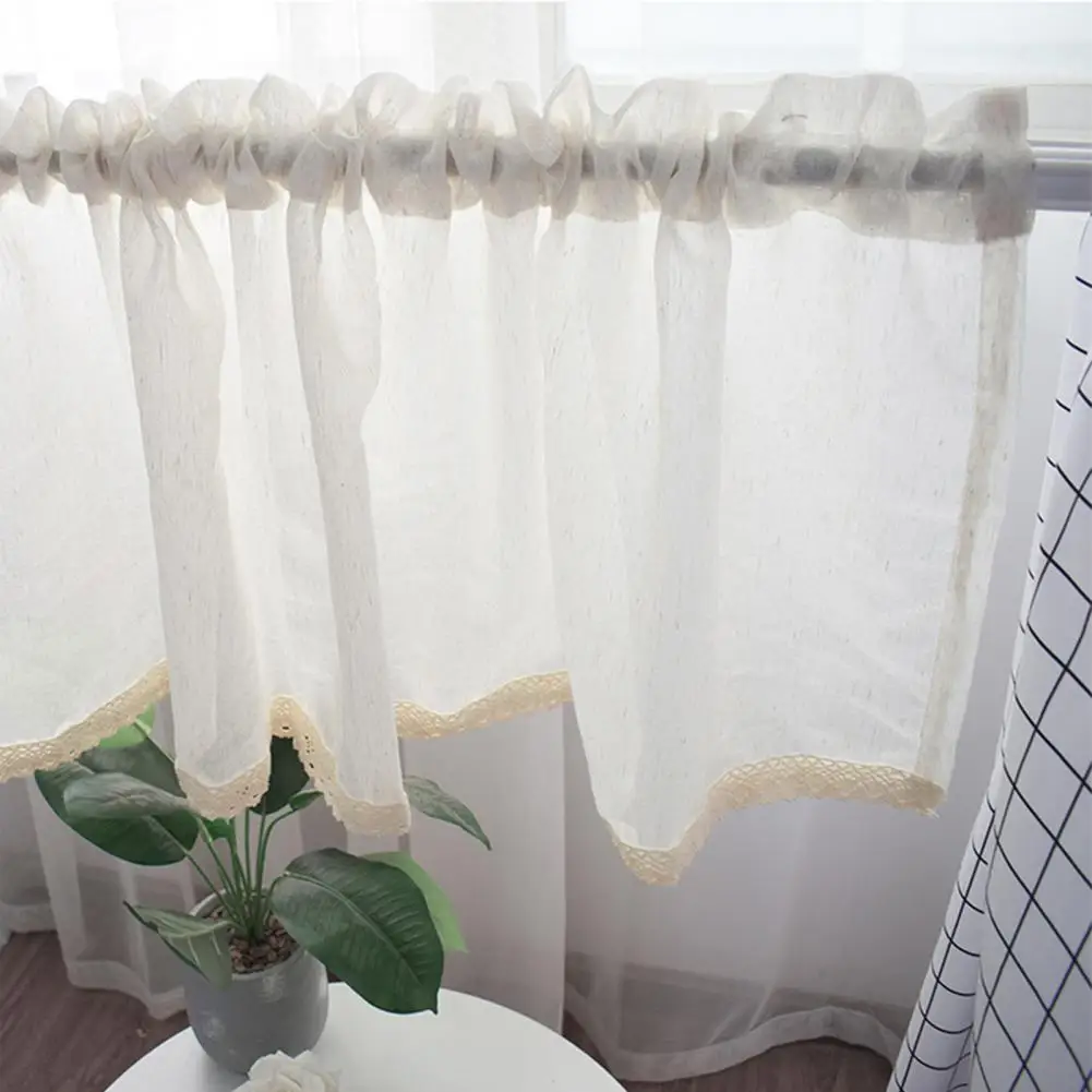

Fashinable Tulle Curtain Wide Application Lightweight White Bedroom Short Curtains Lace Curtain Window Curtain
