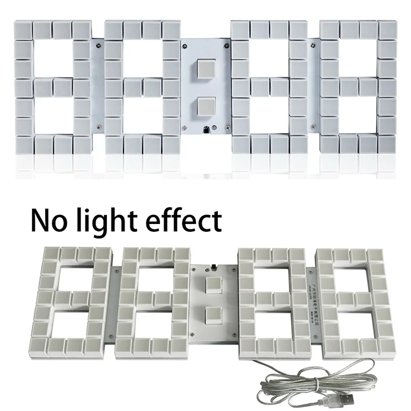 

NEW-Modern LED Digital Alarm Clock 3D Stereo Silent Non Ticking Temperature Bedside Table Wall Clock Timer for Bedroom