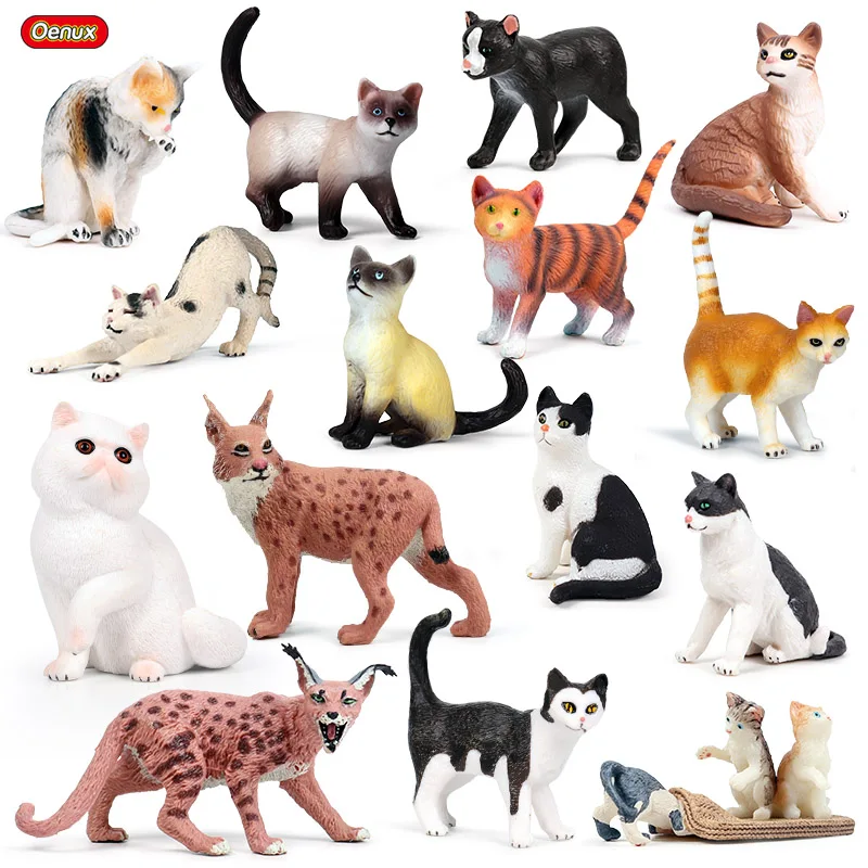 

Oenux Simulation Mini Pet Cat Animal Miniature Model Persian Cat Black Cats Action Figures Home Garden Decoration Toy Kids Gift