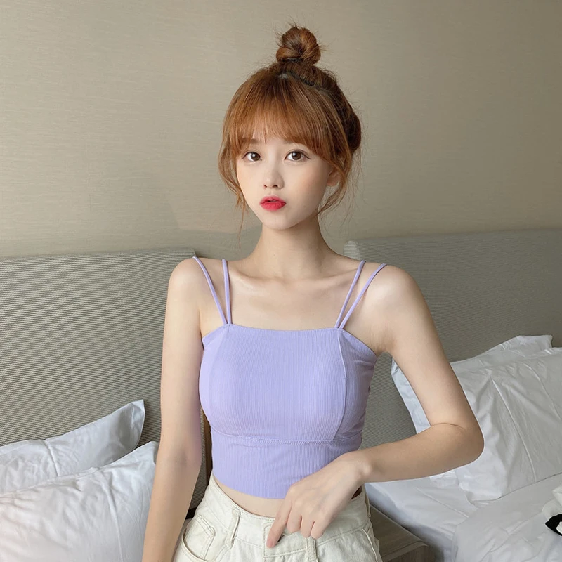 Camisole Женская внутренняя одежда летний топ с накладками на груди нижнее белье