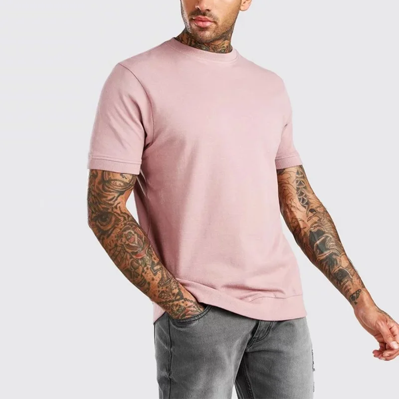 

hot sale summer basic blank crew neck short sleeves pique sweatshirt mens