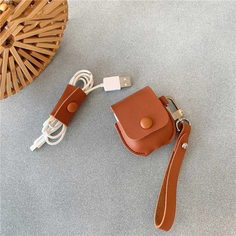 Модный простой кожаный чехол для Airpods Bluetooth наушников защитный s роскошный