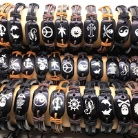 mixmax 24pcs mix resin leather cuff bracelets men women punk fashion bangle wristbands dropshipping wholesale