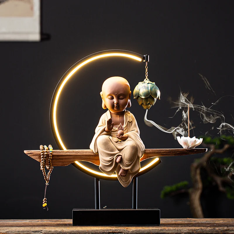 Modern Buddha Incense Burner Ceramic Waterfall Backflow Hanging Lotus Smoke Fountain Insensario Home Decor EF50XL | Дом и сад