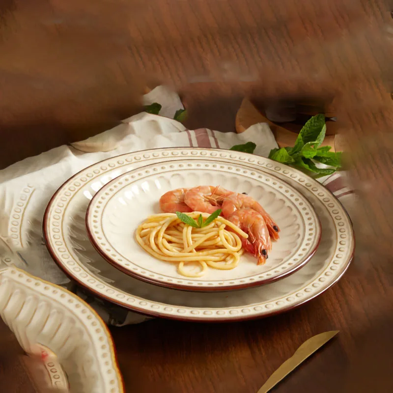 

American Retro Dishes Dish For Home Ceramic Dinner Plate Tableware Western Plates Steak Plate Vajilla Platos Посуда Менажница 접시