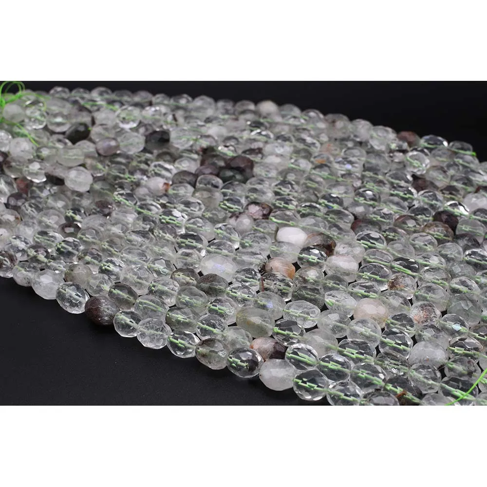 

13x16mmNatural Faceted Phantom Quartz Crystal irregular Oval Stone Bead For DIY necklace bracelet jewelry make 15 "free delivery
