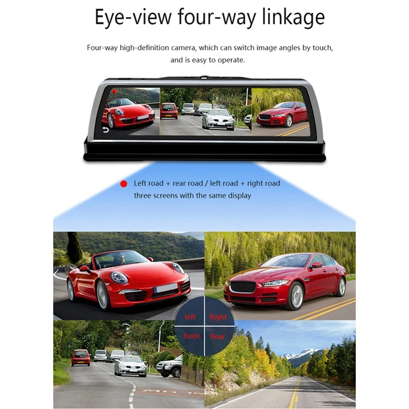10 дюймов Автомобильная центральная консоль Зеркало Dvr Dashcam 4G 4 канала Adas Android Gps Wifi