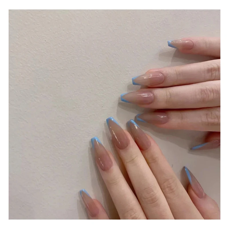 

18Styles Long Ballerina Fake Nails Nails Ladies Press On Designed French False Nail Tips Overhead 1PC Five-color rainbow