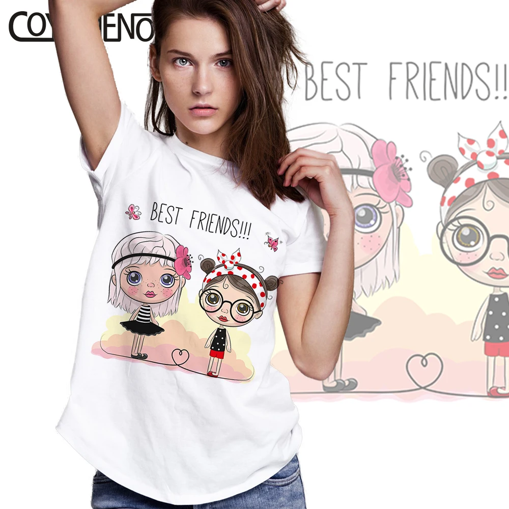 

cartoon cute girl kid tshirt plus size 3XL modal woman kawaii printed tops printed plus size solid color tshirt homme COYICHENOL
