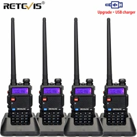 retevis rt5r walkie talkie 4pcs usb charger radio station 5w 128ch vhf uhf dual band fm radio two way radio portable comunicador