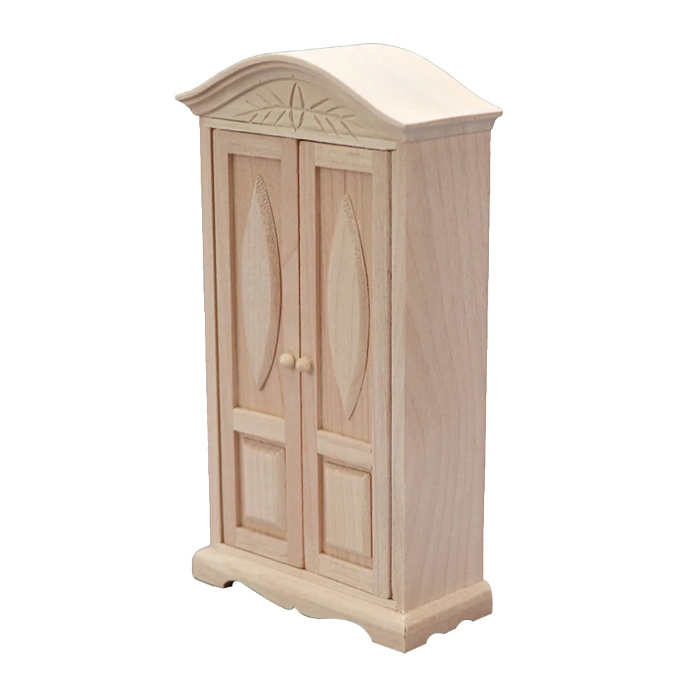

Miniature Wood Wardrobe Carving Closet Ornament Decoration Kids Gift