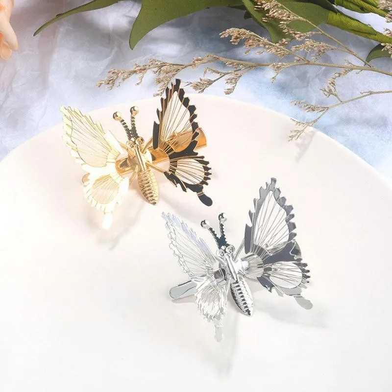 

10pcs Move Butterfly Hairpin Handmade Simulation Butterfly Hair Clip Metal Duckbill Clip Headdress Hair Accessories Women Girl