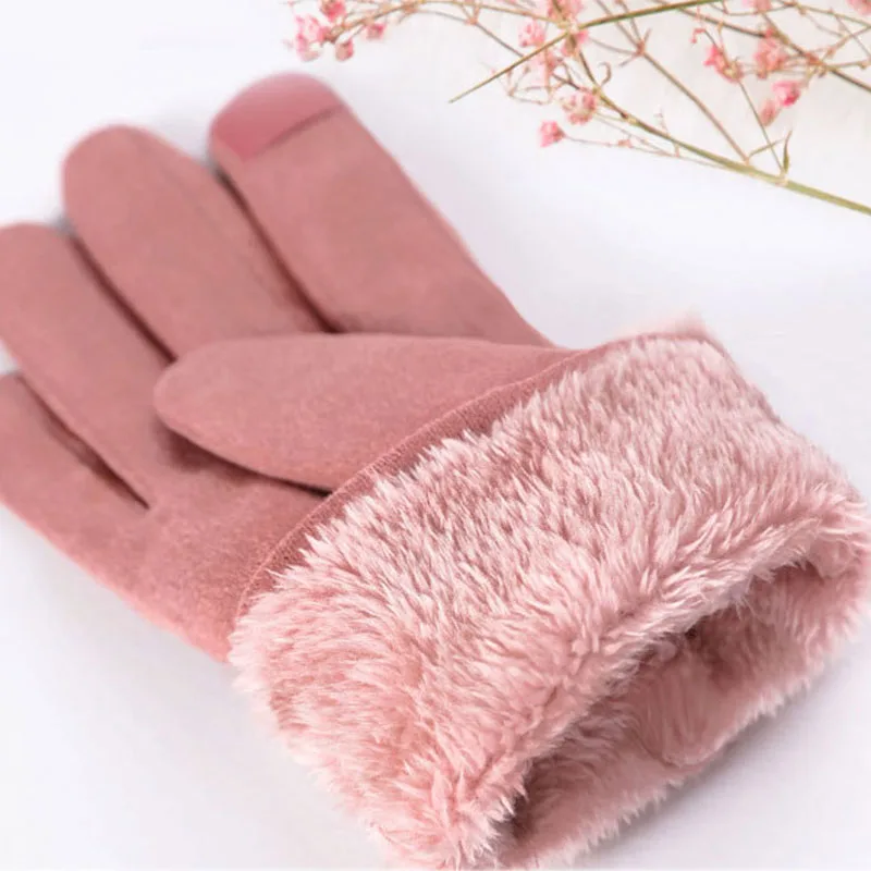 

A Pair Women Thick Winter Ski Outdoor Bunny Girl Warm Plush Gloves Wrap Finger Color Stitching Cute Rabbit Gloves