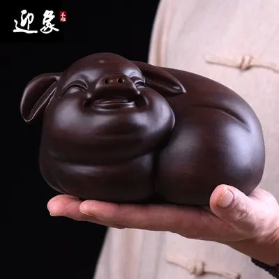 Черная вырезка из сандалового дерева для привлечения богатства свиньи артефакты