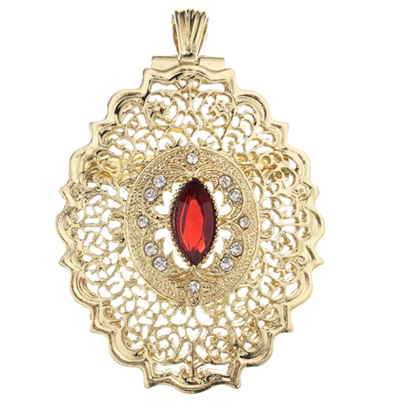 gold red Европейский стиль Модные ювелирные изделия брошь с подвеской двойного назначения Рейна камень брошь - Окраска металла: gold red