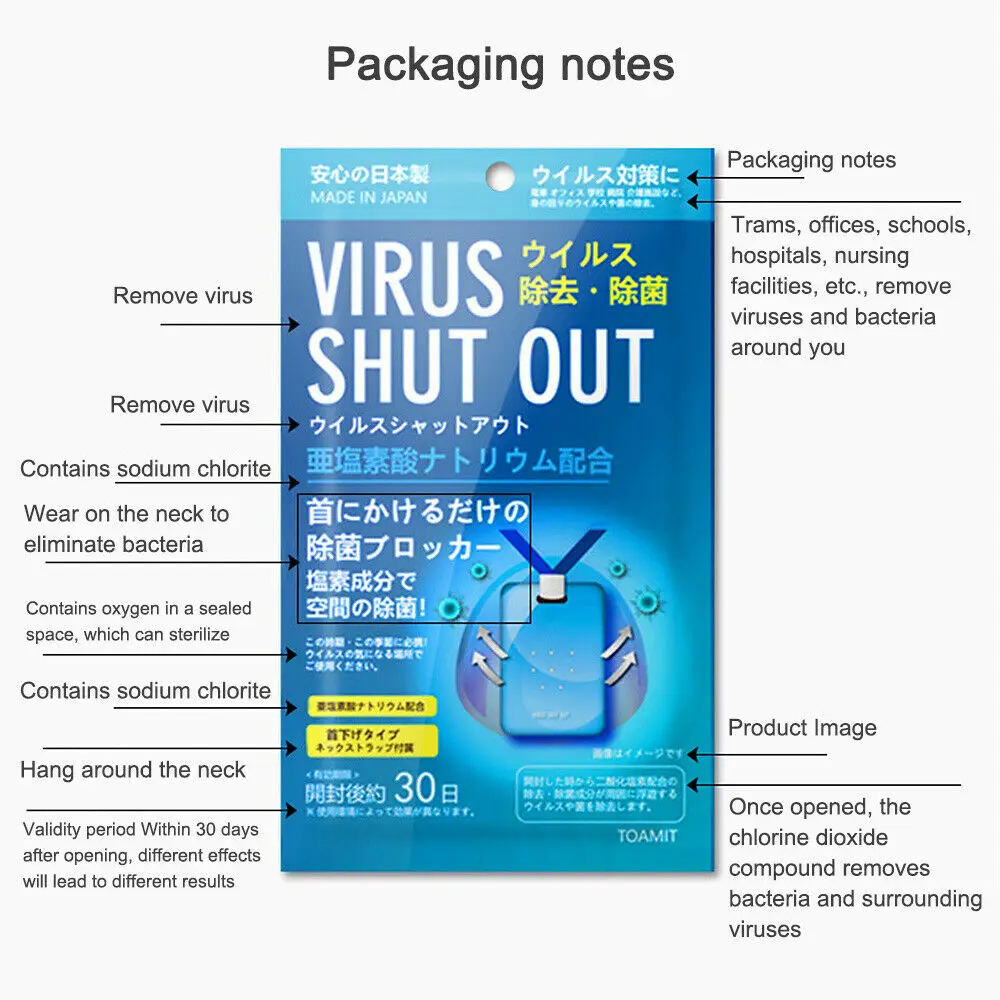 Japan Air Sterilization Card Disinfection Protection Hang On The Neck Personal Healthcare antibacterial |