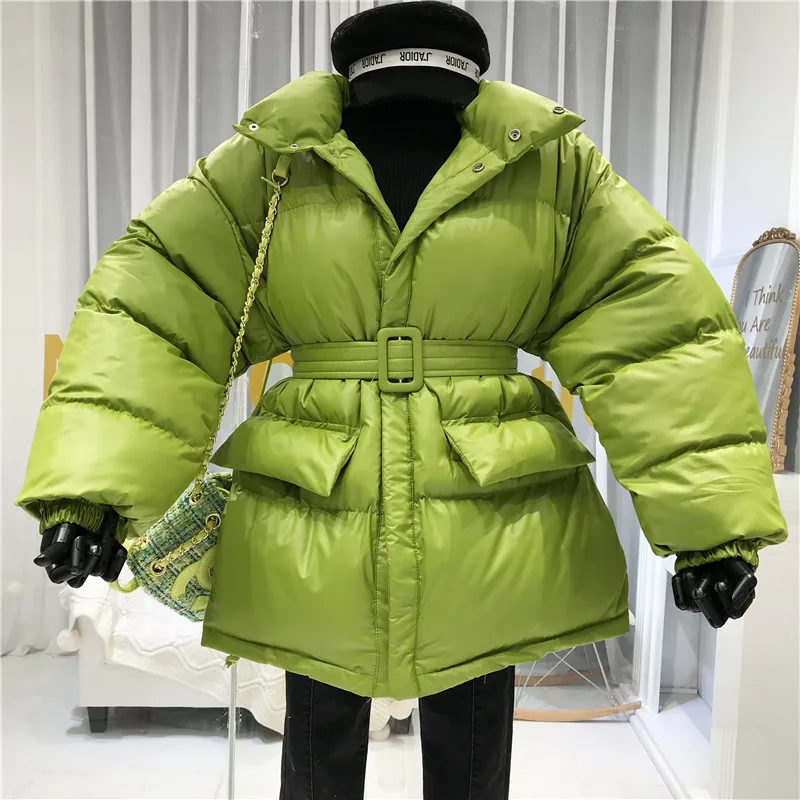 Толстая хлопковая зимняя куртка для женщин Abrigos Mujer Invierno Sustans женские пальто Теплые с регулируемой талией Модные Зеленые