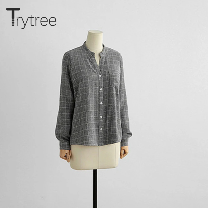 Весенняя женская блузка Trytree повседневная однобортная свободная Модная стильная