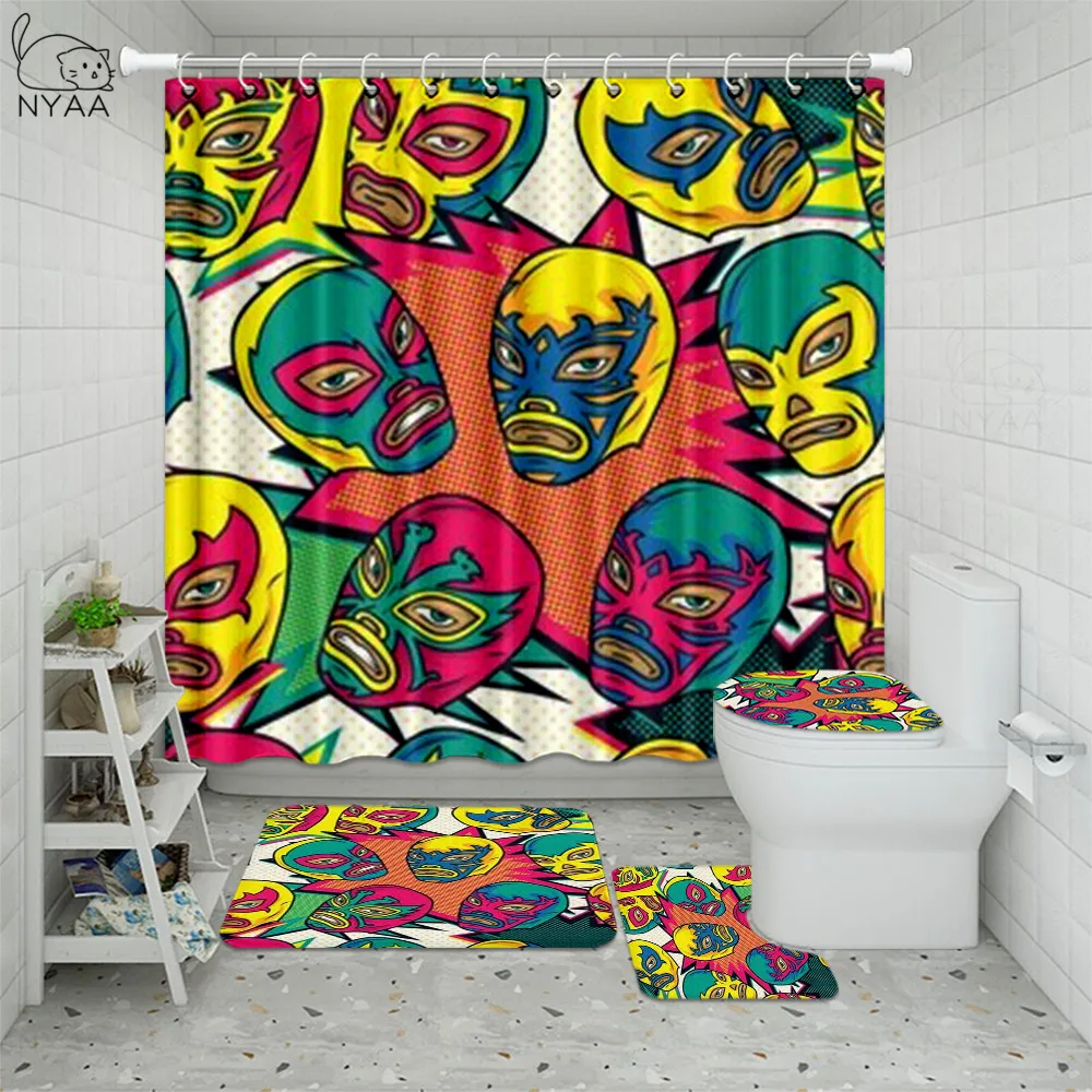 Занавески для ванной 4 шт. яркие водонепроницаемые с изображением мексиканского