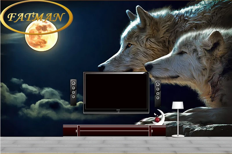 

Dropshipping Custom Photo Wallpaper Custom 3D Stereo Night Wolf Wallpaper Mural Living Room Sofa Background Corridor Wallpaper
