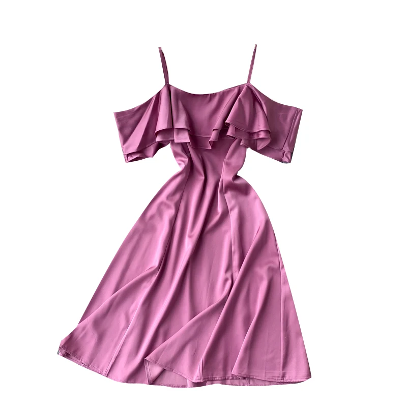 

Yellow Dress for Women 2020 New Sexy off-the-Shoulder Ruffled Slim-Fit Short Suspender Dress