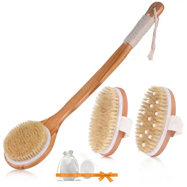 

Natural Bristle Bath Brush Exfoliating Wooden Body Massage Shower Brush SPA Woman Man Skin Care Dry Body Brush D40