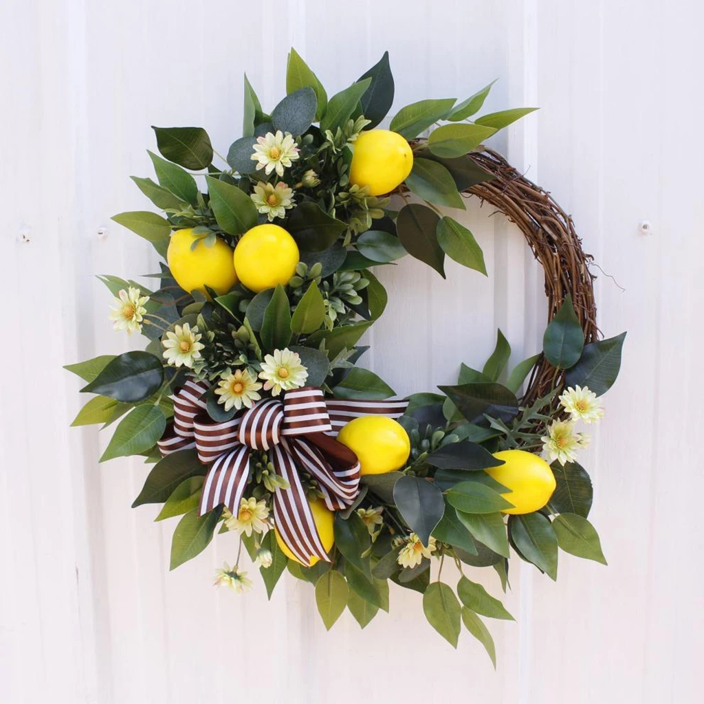 

Front Door Wreath 50CM Artificial Lemon Wreath Farmhouse Kitchen Outdoor