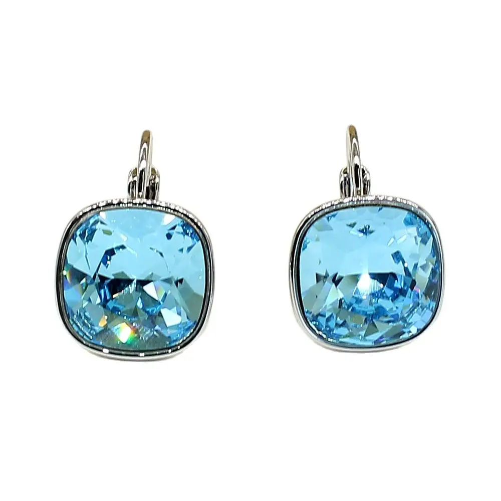 

Exquisite Square Hoop Earrings Trendy Crystal Geomety 18K White Gold Plated Earring for Women Ladies Party Jewelry