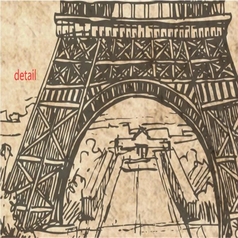 Ретро ручной рисунок Париж воздушный шар кофейный дом кирпичная стена бумага