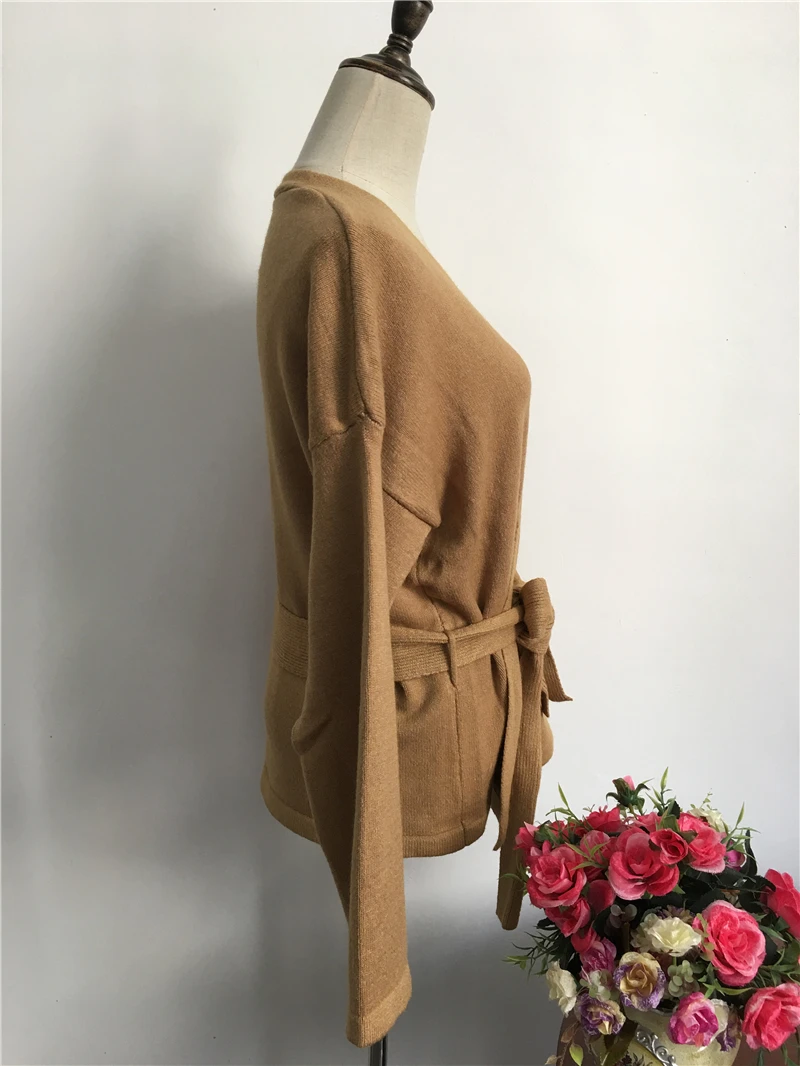 RUGOD, длинный рукав, женский кардиган, однотонный, Повседневный, вязанный, женский свитер с поясом, осенняя, зимняя одежда, pull femme hiver