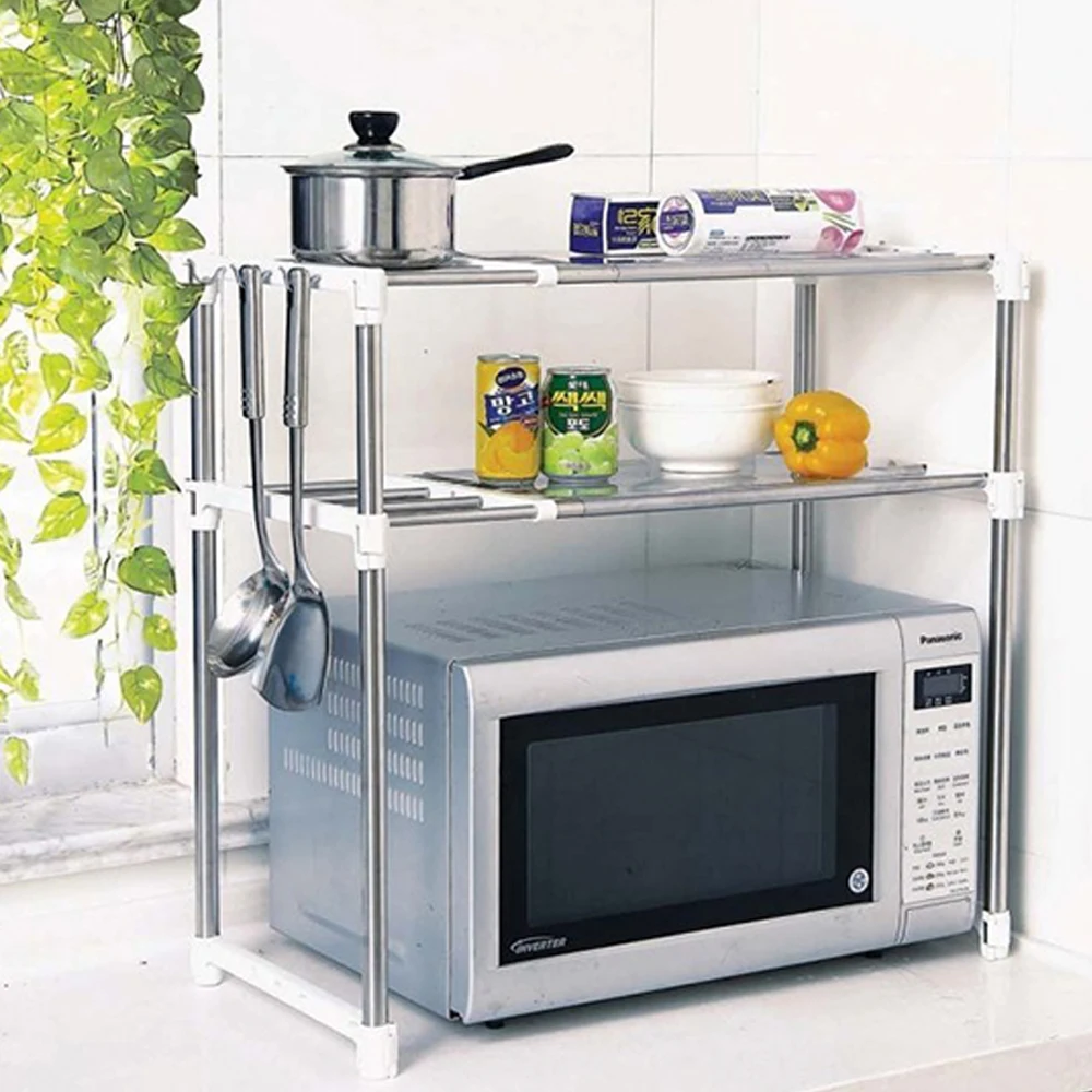 2-слойная полка для микроволновой печи кухонная органайзер хранения на кухне
