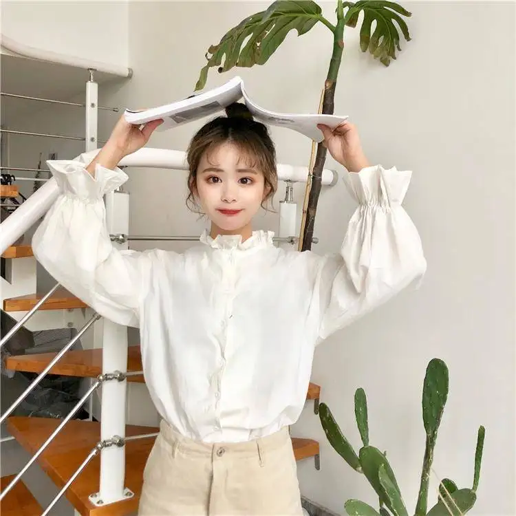 Женская свободная белая рубашка винтажные топы в японском стиле Повседневная